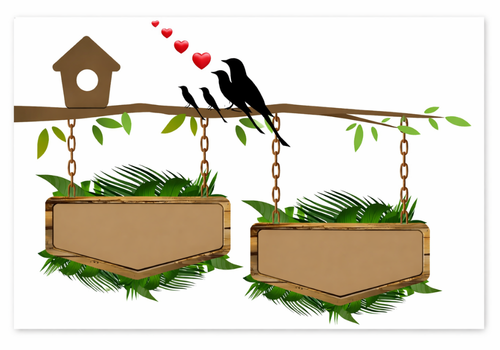 Love Birds Hanging Wooden Name Plate